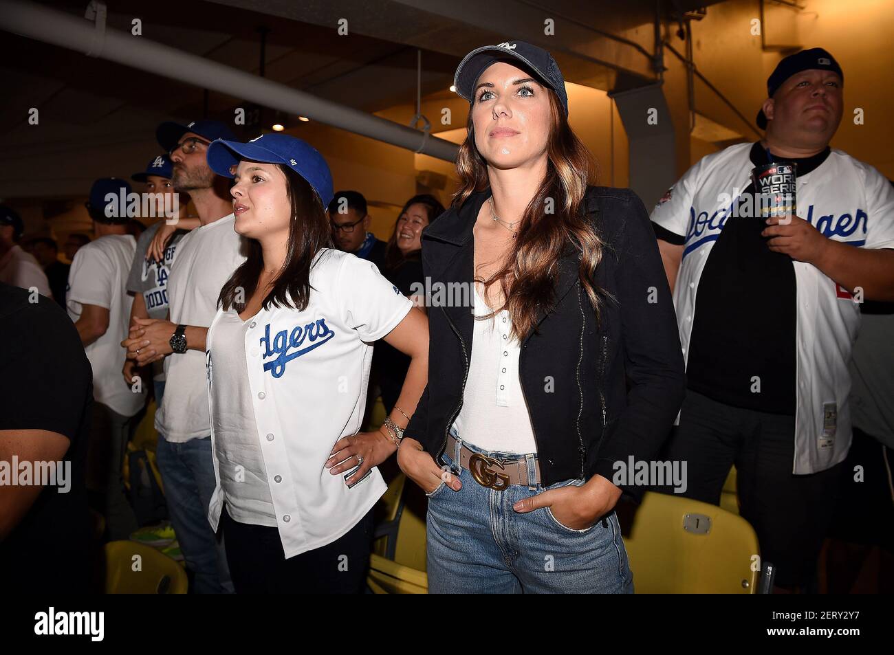 LOS ANGELES - OCTOBER 27: Alex Morgan at the World Series on Fox - Game 4 -  Boston Red Sox at Los Angeles Dodgers at Dodgers Stadium on October 27,  2018 in