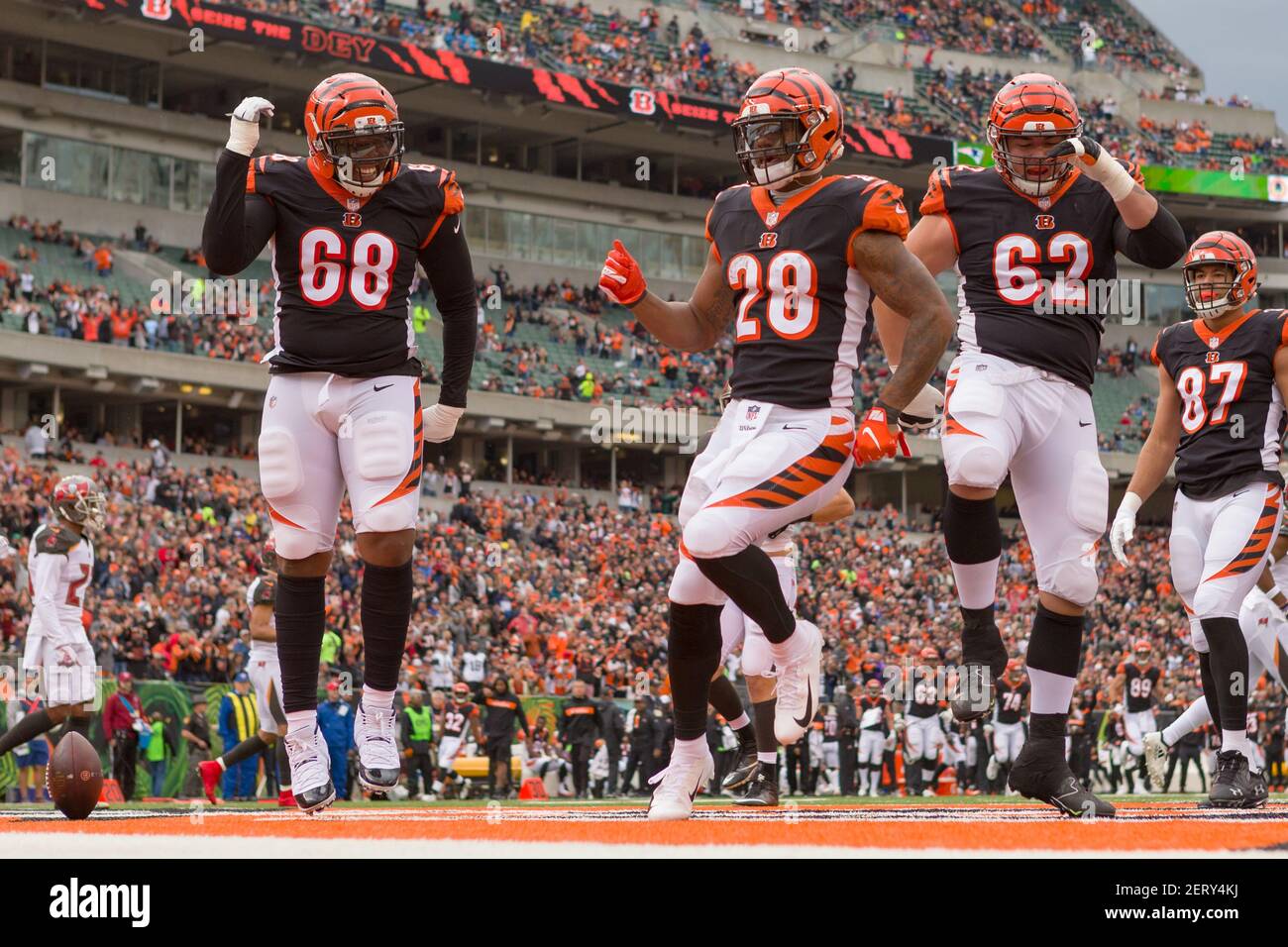 Cincinnati, OH, USA. 13th Dec, 2020. Dallas Cowboys defensive tackle  Neville Gallimore #96 breaks through between Cincinnati Bengals offensive  guard Quinton Spain #67 and Cincinnati Bengals offensive tackle Bobby Hart  #68 during