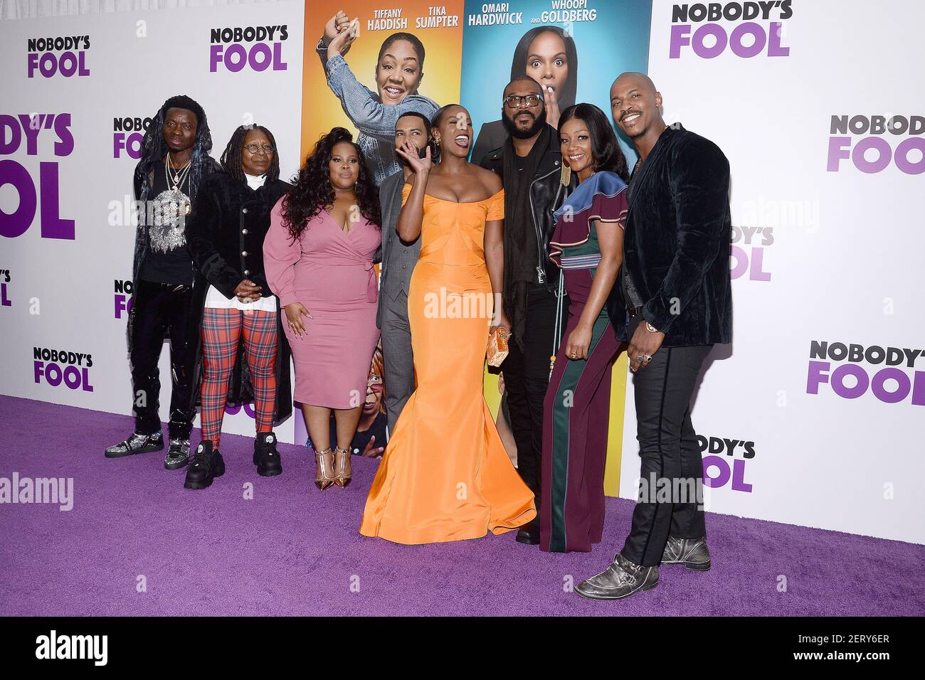 Members of the cast pose with director Tyler Perry (third from right ...