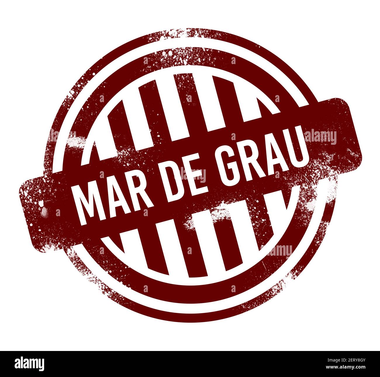 Mar de Grau - red round grunge button, stamp Stock Photo