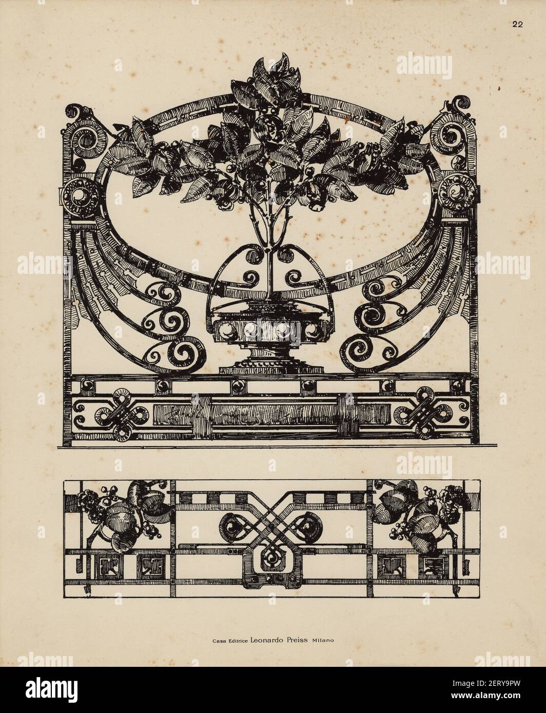 Silvio Gambini si diplomò Perito Agrimensore a Teramo, città nella quale nacque nel 1877. Giunto poco dopo a Busto Arsizio, lavorò presso lo studio dell'ing. Ercole Seves e per l'Ufficio Tecnico Comunale. Nel 1901, passò nello studio dell'ing. Guglielmo Guazzoni, di cui fu, fino al 1915, collaboratore e progettista, con libertà di poter eseguire in proprio alcuni lavori. Particolarmente attento alla ricerca architettonica d'oltralpe, Gambini collaborò a varie riviste oltre a frequentare lo studio di Giuseppe Sommaruga a Milano. Architetto prevalentemente Liberty, Art Nouveau. Stock Photo