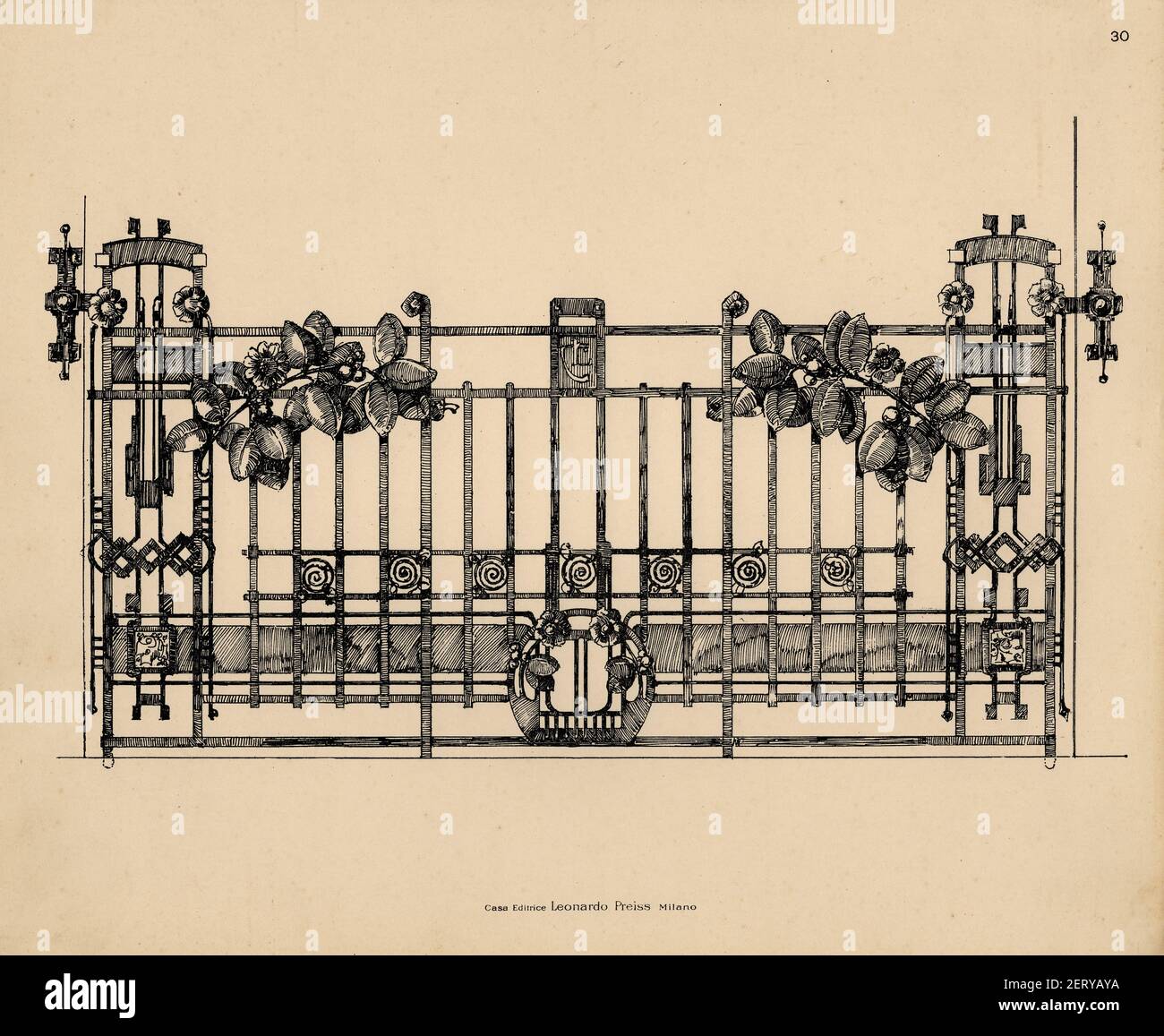 Silvio Gambini si diplomò Perito Agrimensore a Teramo, città nella quale nacque nel 1877. Giunto poco dopo a Busto Arsizio, lavorò presso lo studio dell'ing. Ercole Seves e per l'Ufficio Tecnico Comunale. Nel 1901, passò nello studio dell'ing. Guglielmo Guazzoni, di cui fu, fino al 1915, collaboratore e progettista, con libertà di poter eseguire in proprio alcuni lavori. Particolarmente attento alla ricerca architettonica d'oltralpe, Gambini collaborò a varie riviste oltre a frequentare lo studio di Giuseppe Sommaruga a Milano. Architetto prevalentemente Liberty, Art Nouveau. Stock Photo