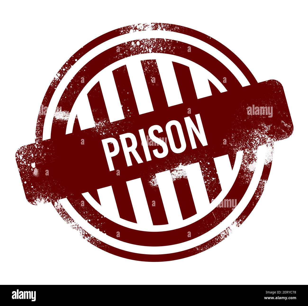 Prison - red round grunge button, stamp Stock Photo