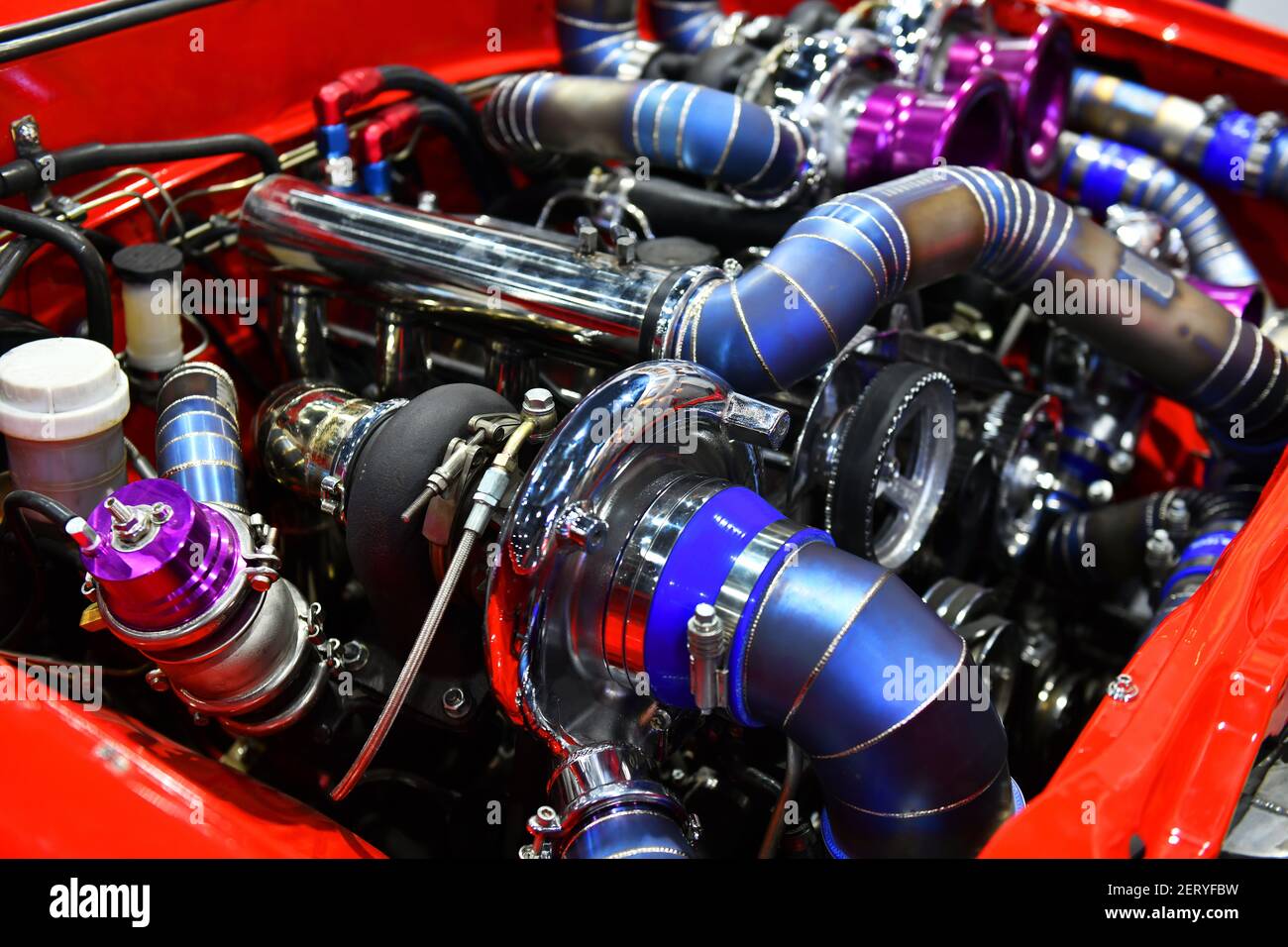 Turbocharger Of Red Engine Stock Photo - Download Image Now - Paint, Engine,  Industry - iStock
