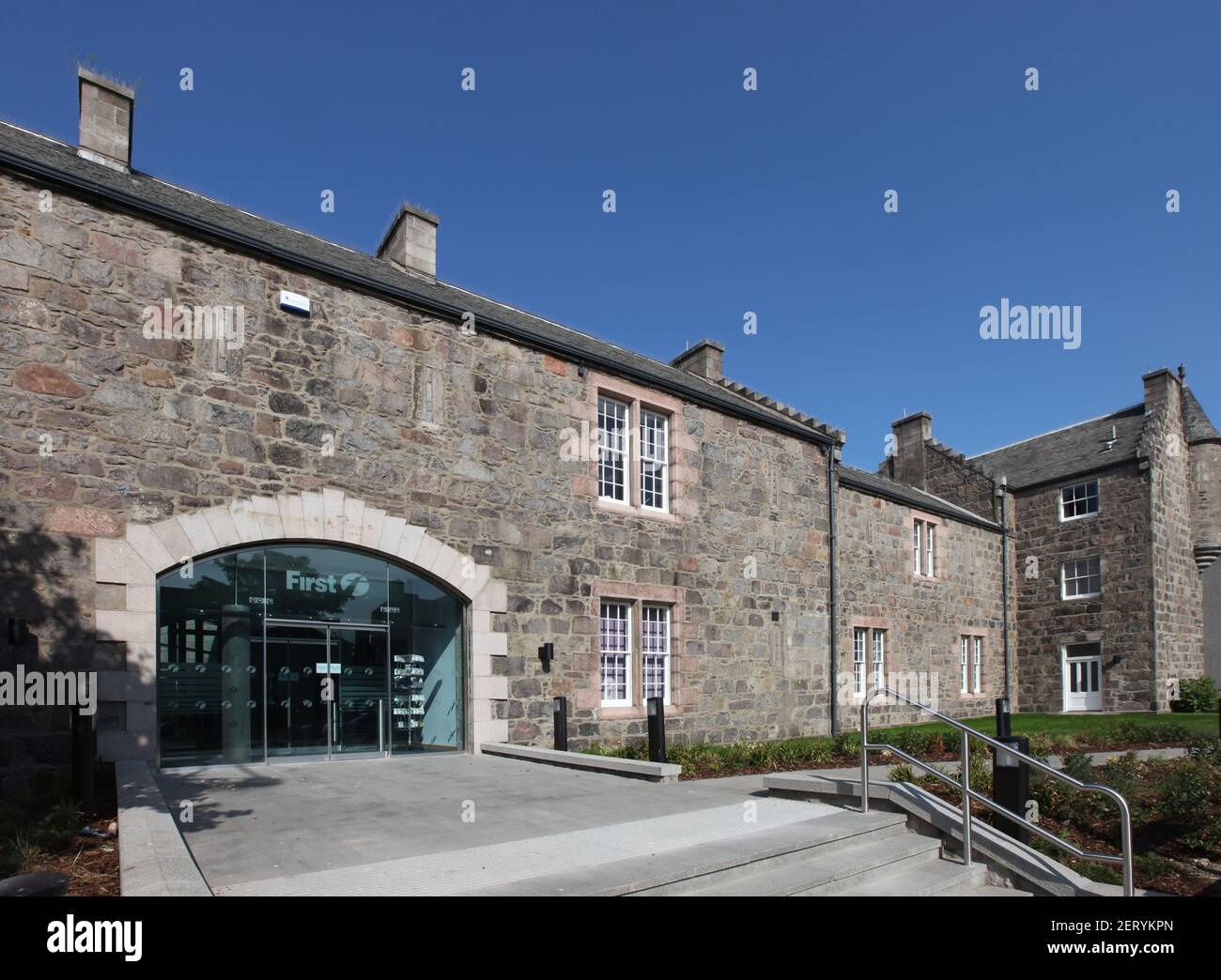 Firstbus depot and offices in Aberdeen, Scotland, UK Stock Photo