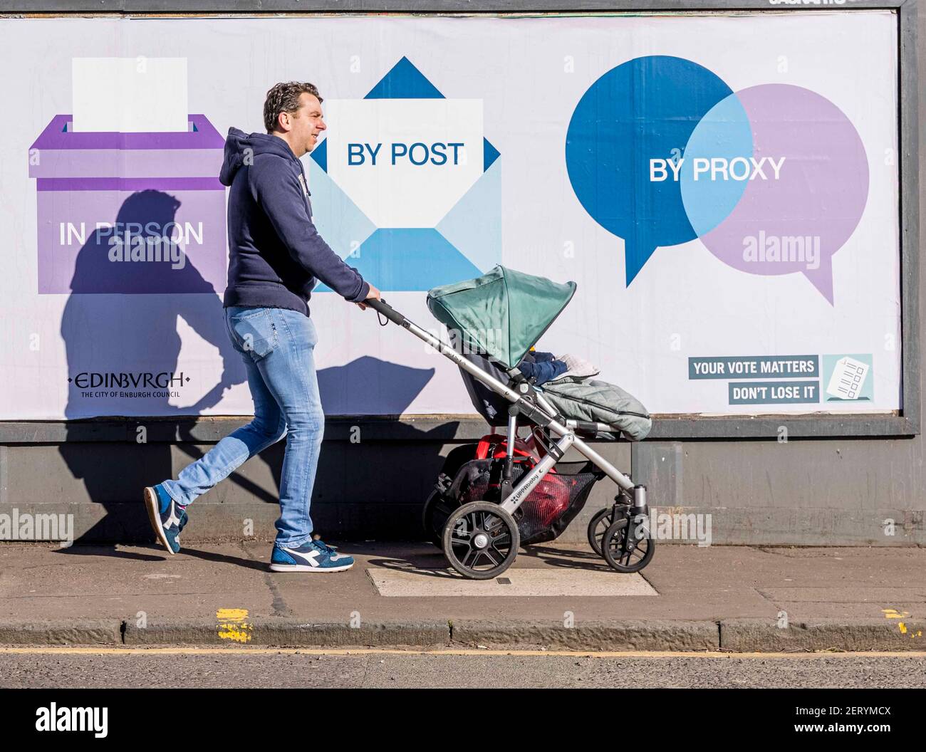 Edinburgh, United Kingdom . 01 March, 2021 Pictured: The Scottish Government will make a ministerial statement to the Scottish Parliament tomorrow on the forthcoming Scottish Parliamentary Elections. An advertising campaign shows the different ways to vote in the election. Credit: Rich Dyson/Alamy Live News Stock Photo
