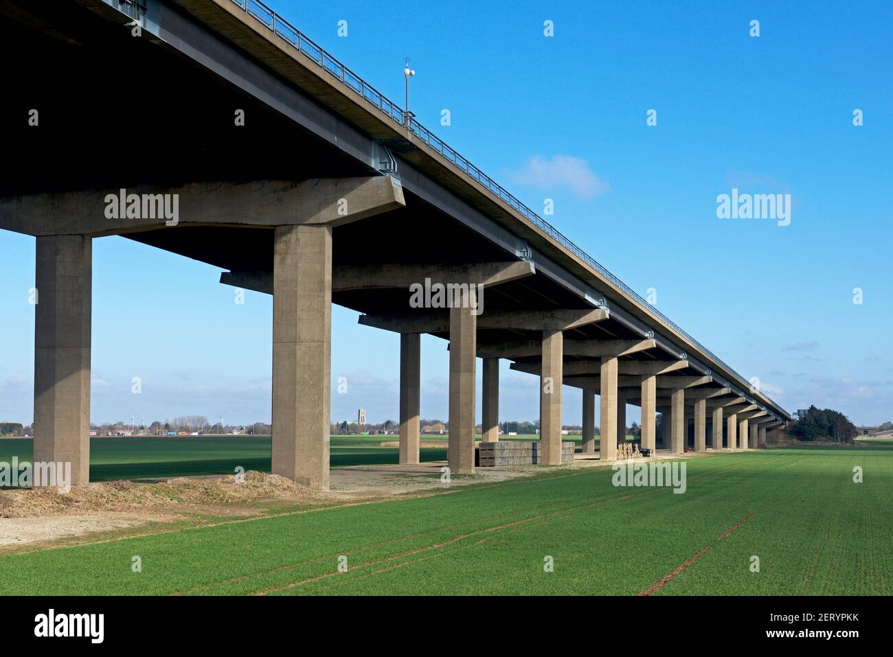 The bridge carrying the M62 motorway across the River Ouse, near Howden, East Yorkshire, England UK Stock Photo