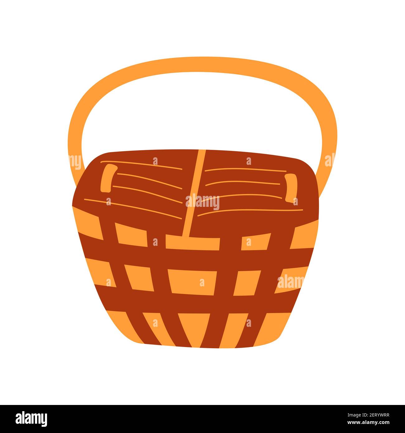 Wicker basket for groceries. Colorful hand drawn vector illustration  isolated doodle in boho style Stock Vector Image & Art - Alamy