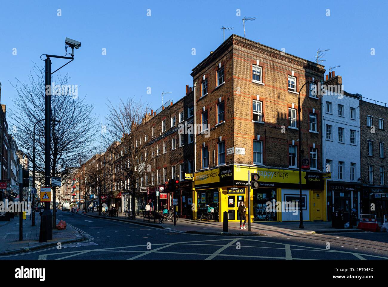A quiet afternoon on Goodge Street, Fitzrovia, London, England, UK. Stock Photo