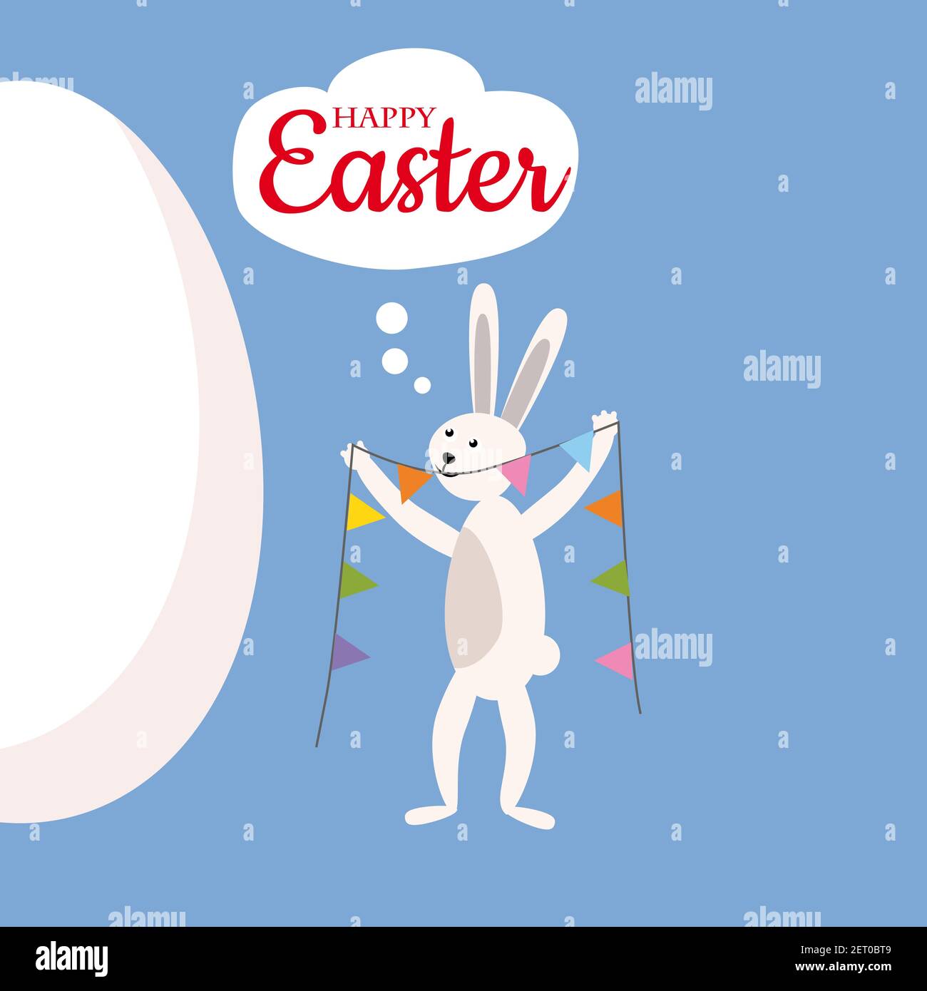 Cute easter bunny with decorations, happy easter, vector, illustration, isolated Stock Vector