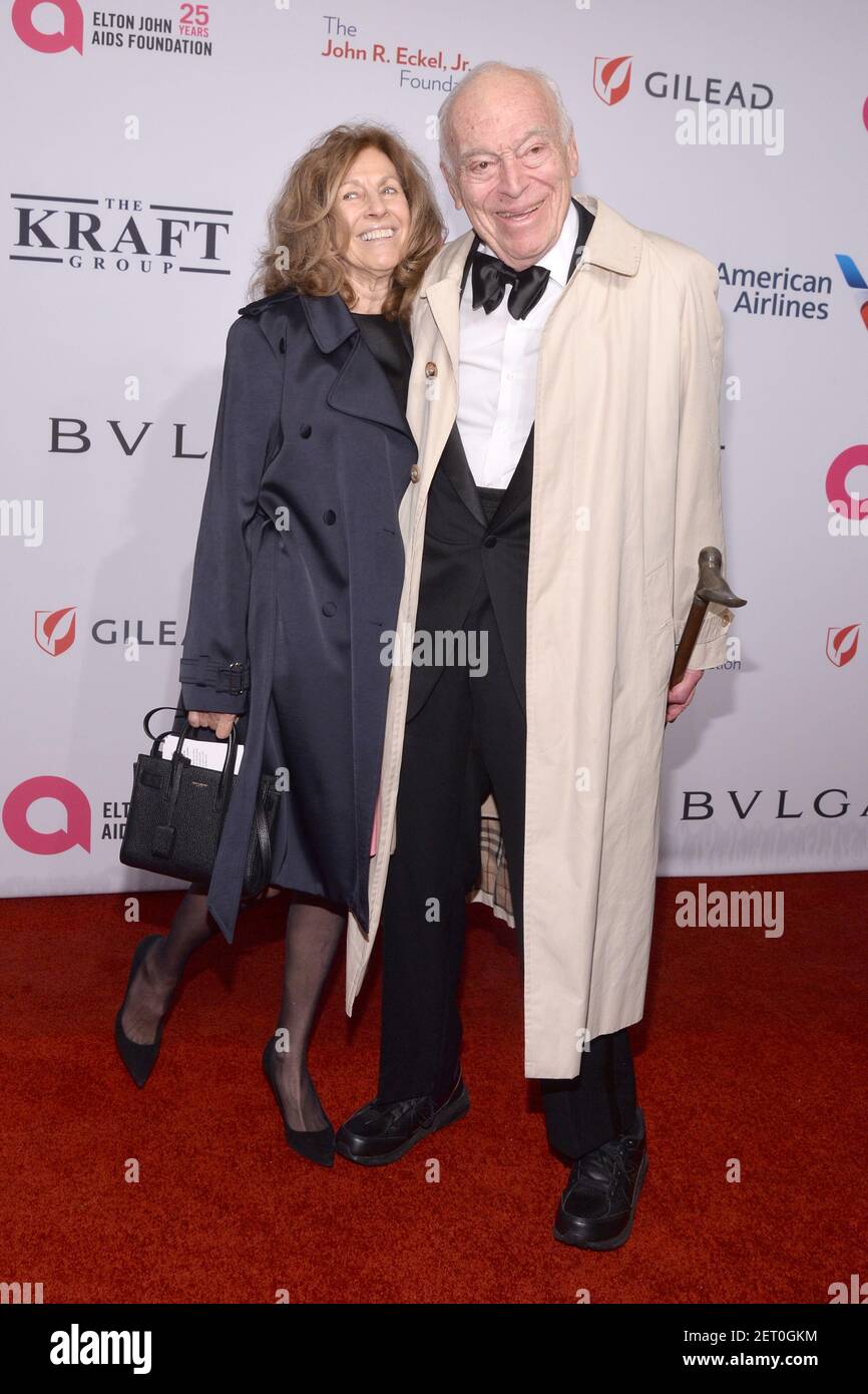 (LR) Judy Lauder and Leonard Lauder attend the Elton John AIDS