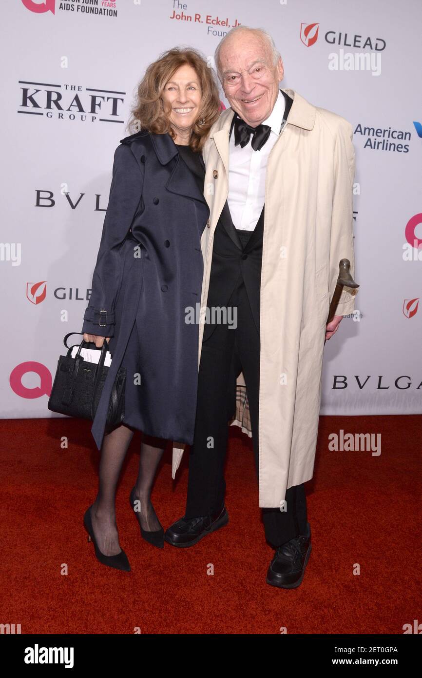 (LR) Judy Lauder and Leonard Lauder attend the Elton John AIDS