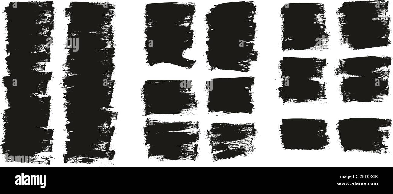Flat Paint Brush Thin Half Background High Detail Abstract Vector Background Set Stock Vector