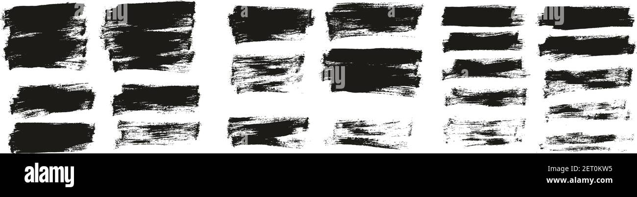 Flat Paint Brush Thin Half Background High Detail Abstract Vector Background Set Stock Vector