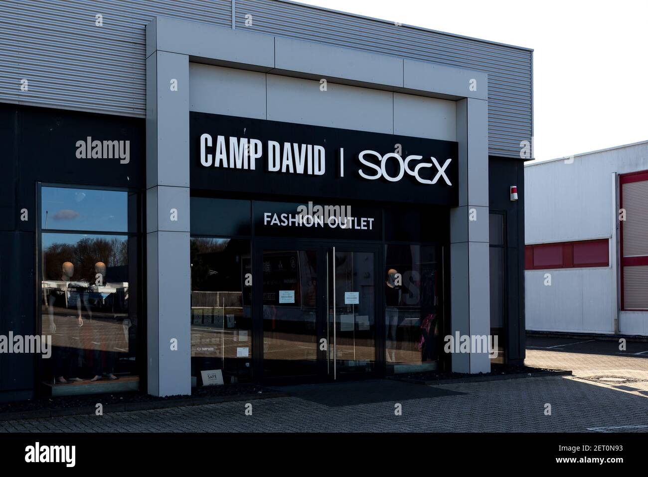 MULHEIM-KARLICH, GERMANY - Feb 27, 2021: Mulheim-Karlich, Germany -  February 27, 2021:: entrance of the Camp David and SOCCX Outlet Store Stock  Photo - Alamy