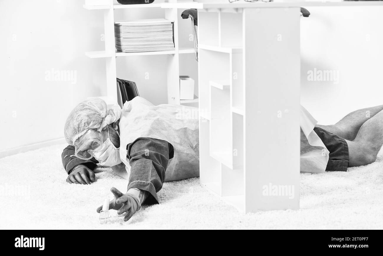 Self medication is unsafe. Helpless sick guy. Fever and weakness