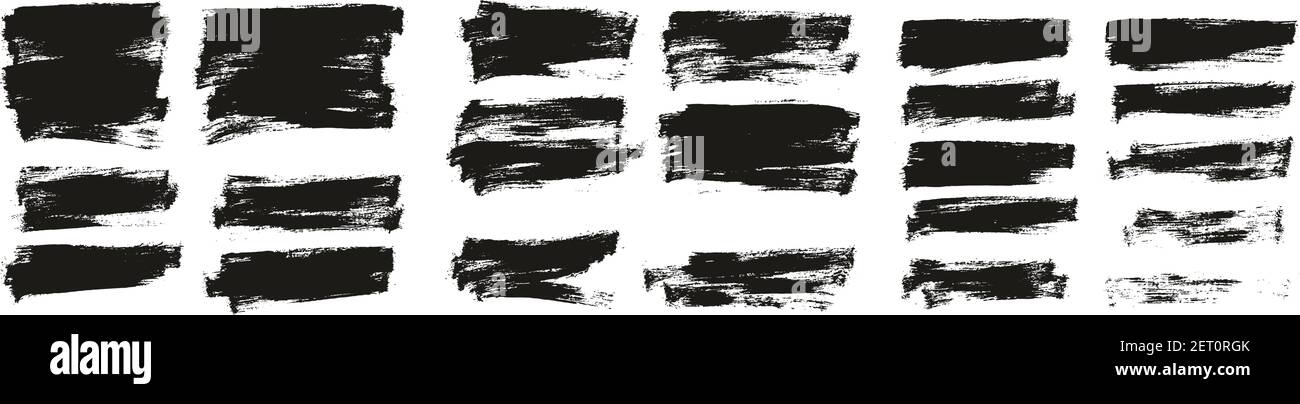 Flat Paint Brush Thin Half Background High Detail Abstract Vector Background Set Stock Vector