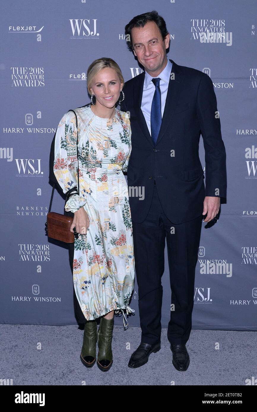 L-R) Tory Burch and Pierre-Yves Roussel attend the WSJ. Magazine 2018  Innovator Awards Sponsored By Harry Winston, FlexJet & Barneys New York at  the Museum of Modern Art (MoMA) in New York,