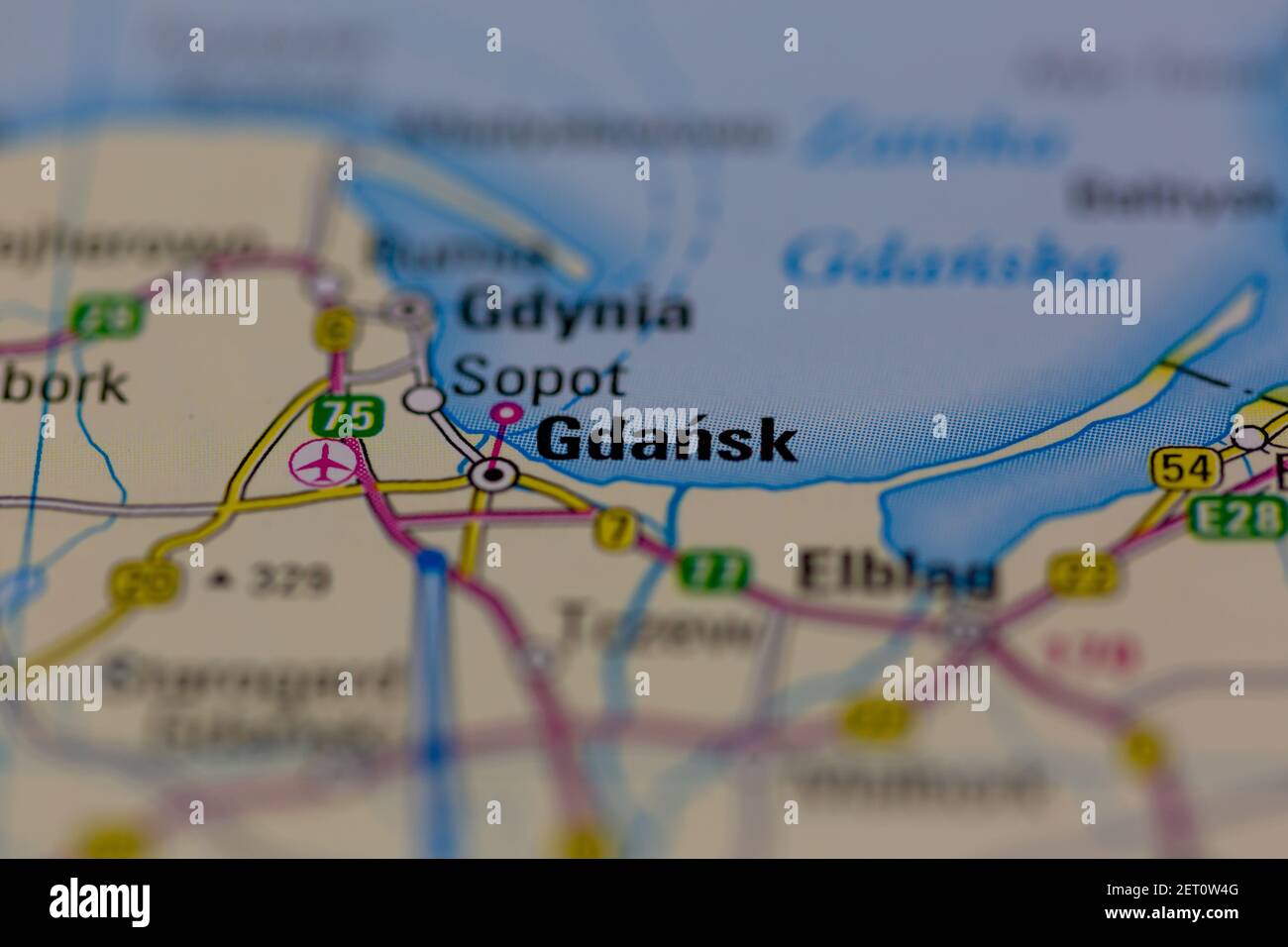 Gdansk Shown on a road map or Geography map Stock Photo - Alamy