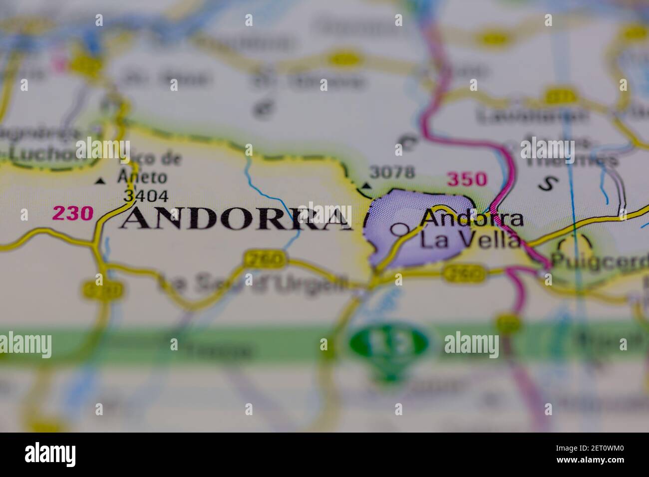 Andorra Shown on a road map or Geography map Stock Photo Alamy