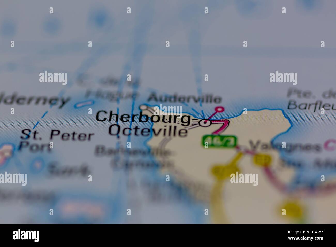 Cherbourg Shown on a road map or Geography map Stock Photo Alamy