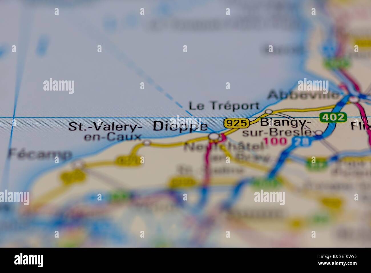 Dieppe Shown on a road map or Geography map Stock Photo