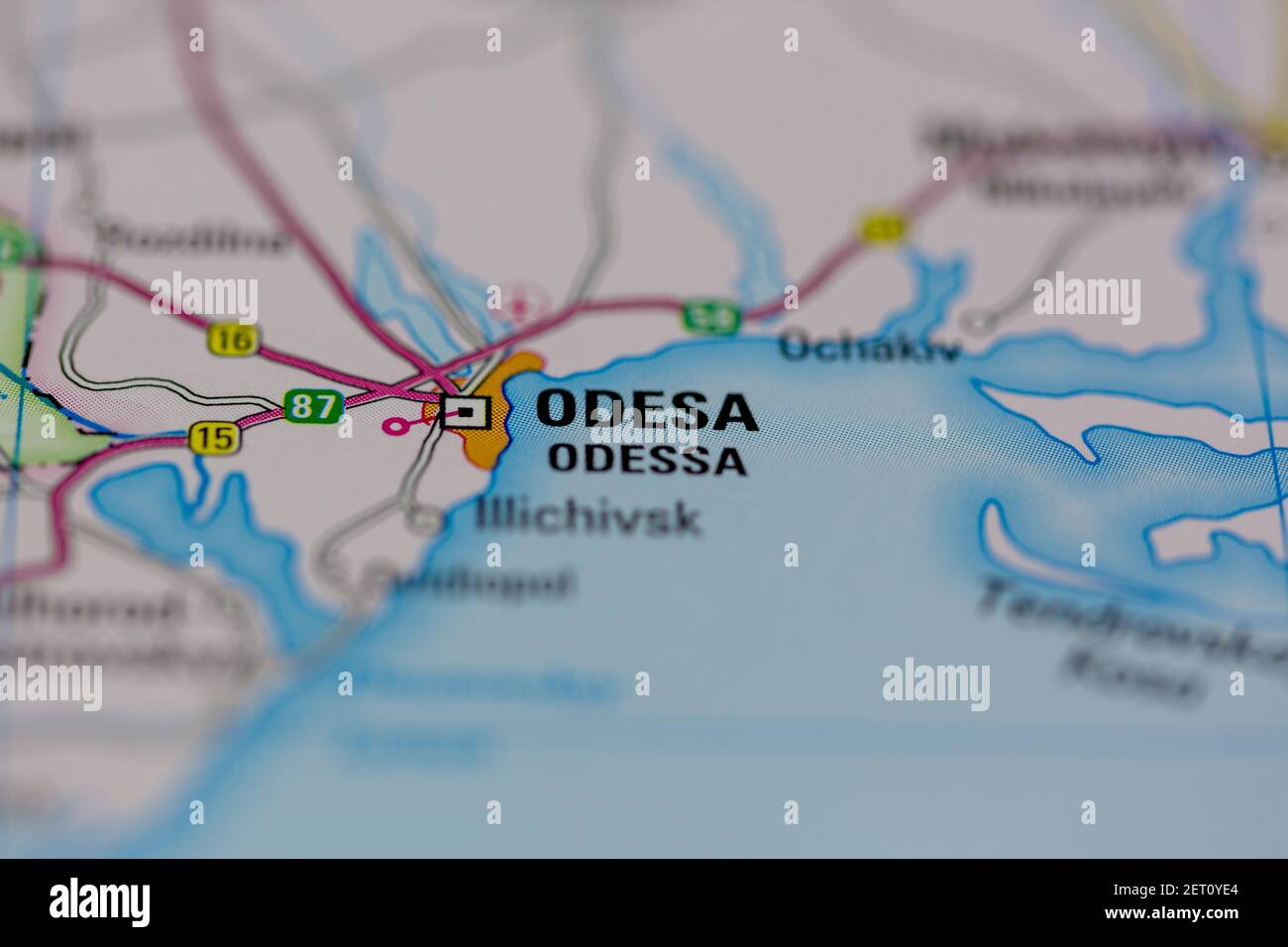 Odessa Shown on a road map or Geography map Stock Photo Alamy
