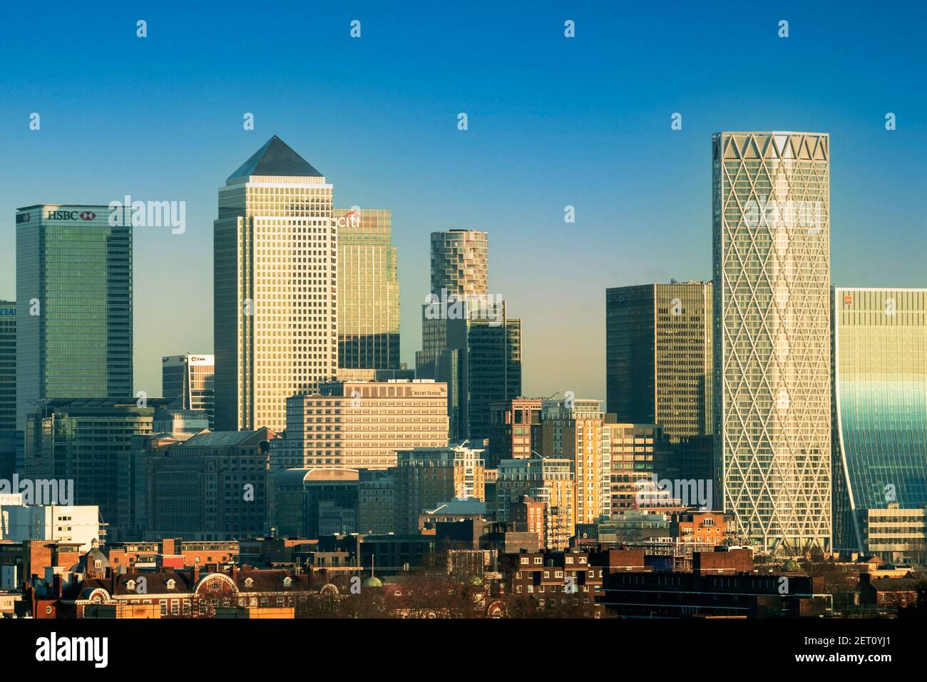 London UK Canary Wharf office buildings and urban streets Stock Photo ...