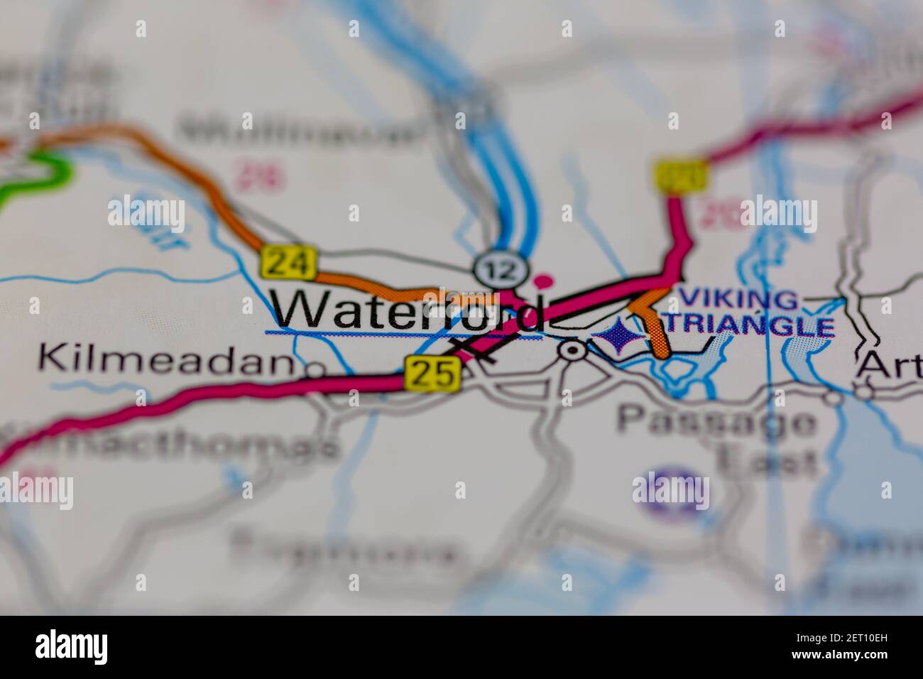 Waterford Shown on a road map or Geography map Stock Photo - Alamy