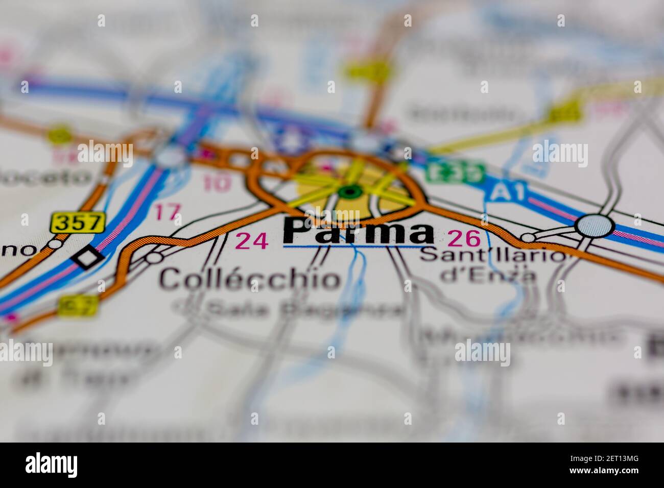 Parma Shown on a road map or Geography map Stock Photo Alamy