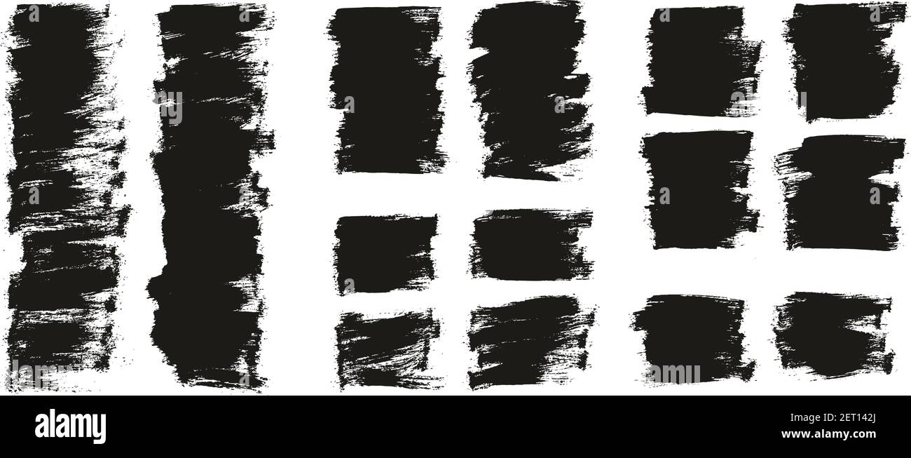 Flat Paint Brush Thin Half Background High Detail Abstract Vector Background Set Stock Vector