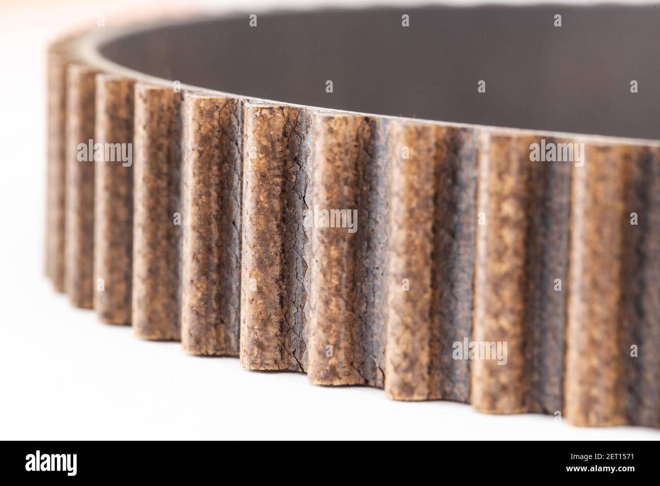 Used timing belt with small cracks. Timing belt replacement schedule