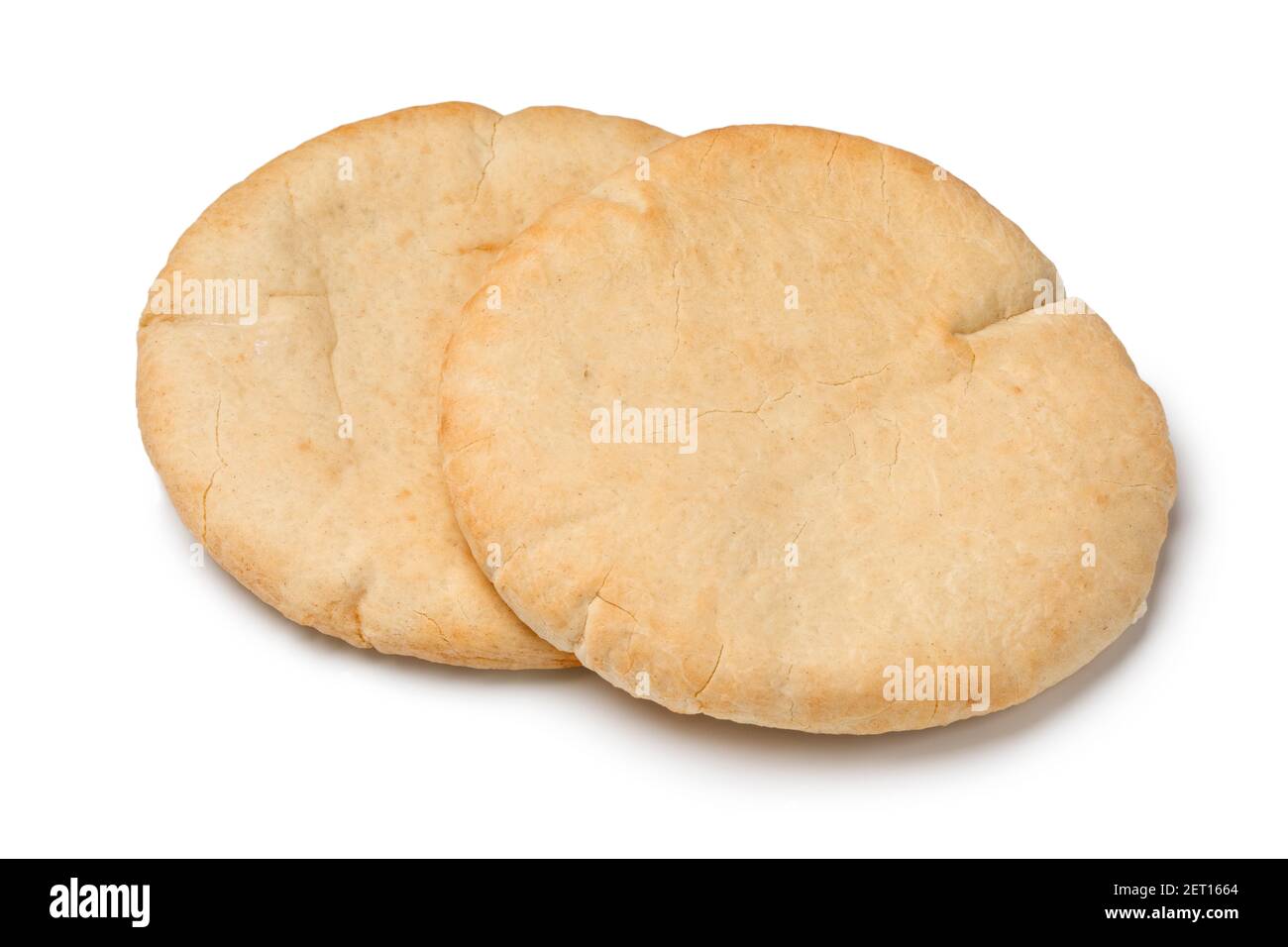 Pair of fresh baked pita bread isolated on white background Stock Photo