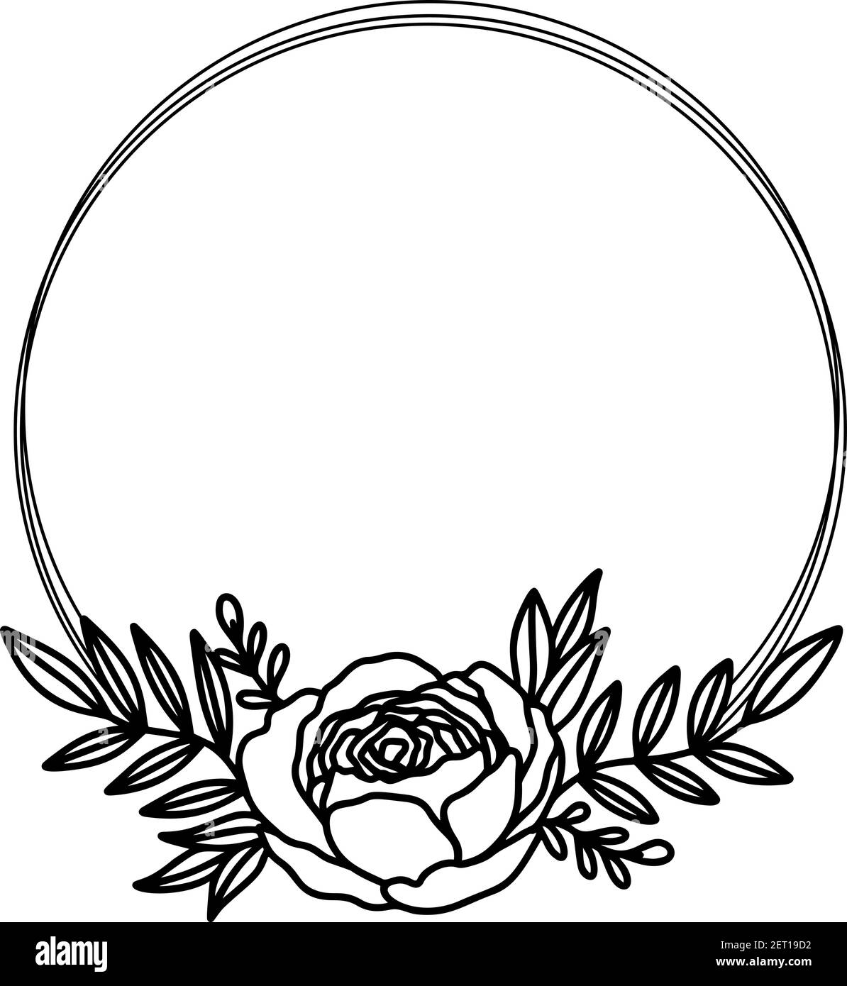 Floral Round Frame Drawing Leaves On Stock Illustration 617165039   Shutterstock