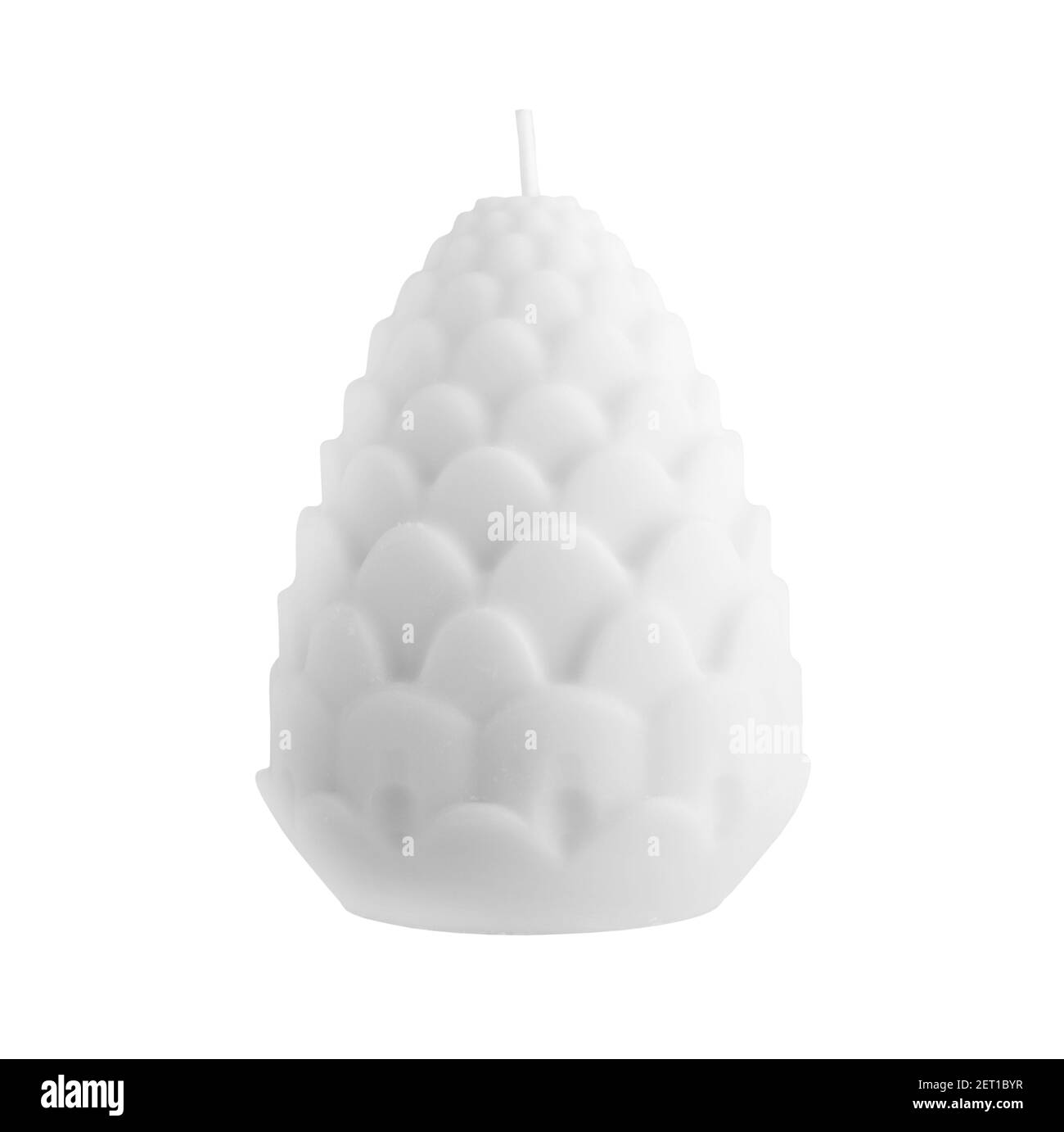 White wax candle on a white background. A cone shaped candle Stock Photo