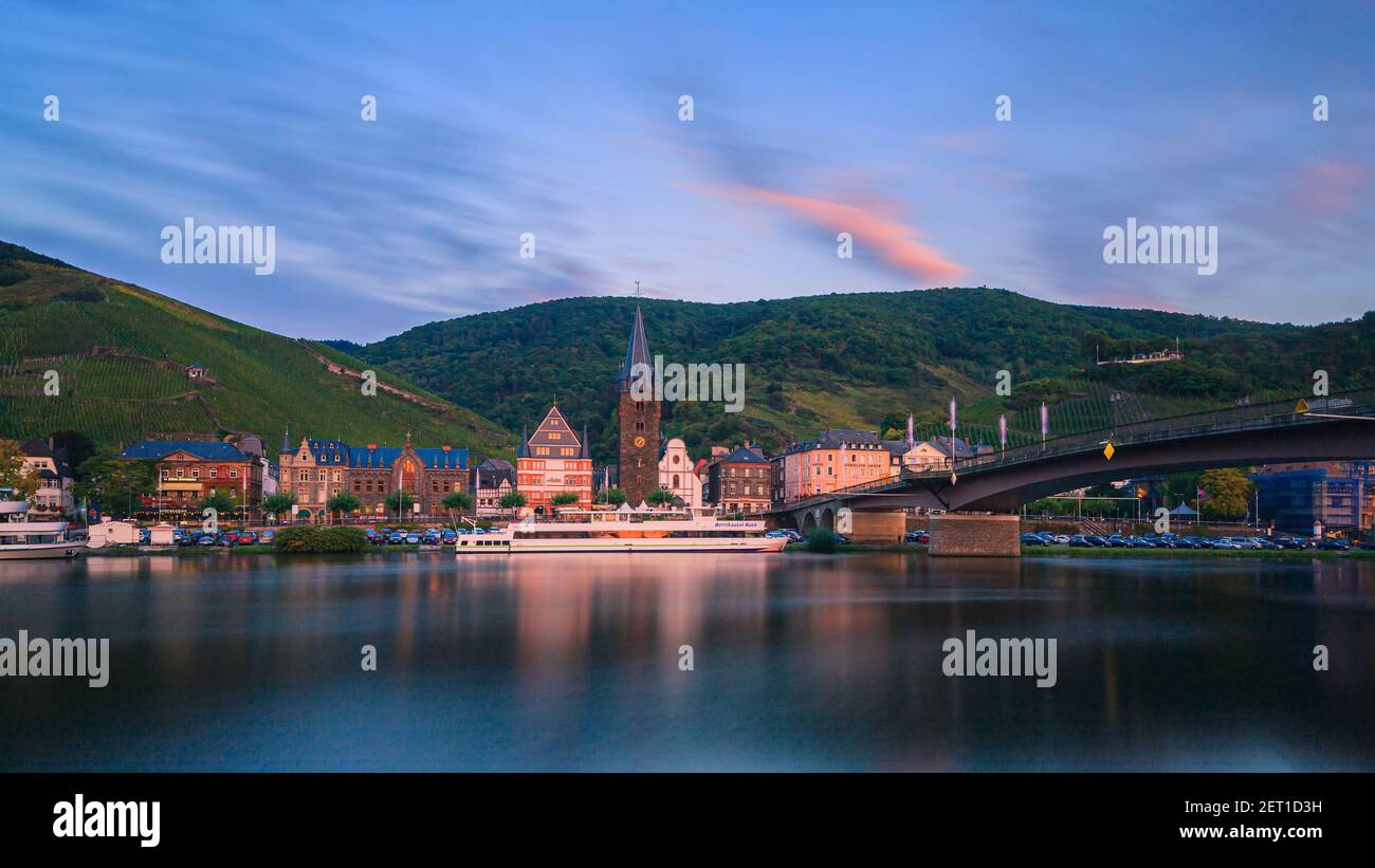 Bernkastel-Kues is a well-known winegrowing centre on the Middle Moselle in the Bernkastel-Wittlich district in Rhineland-Palatinate, Germany. Stock Photo