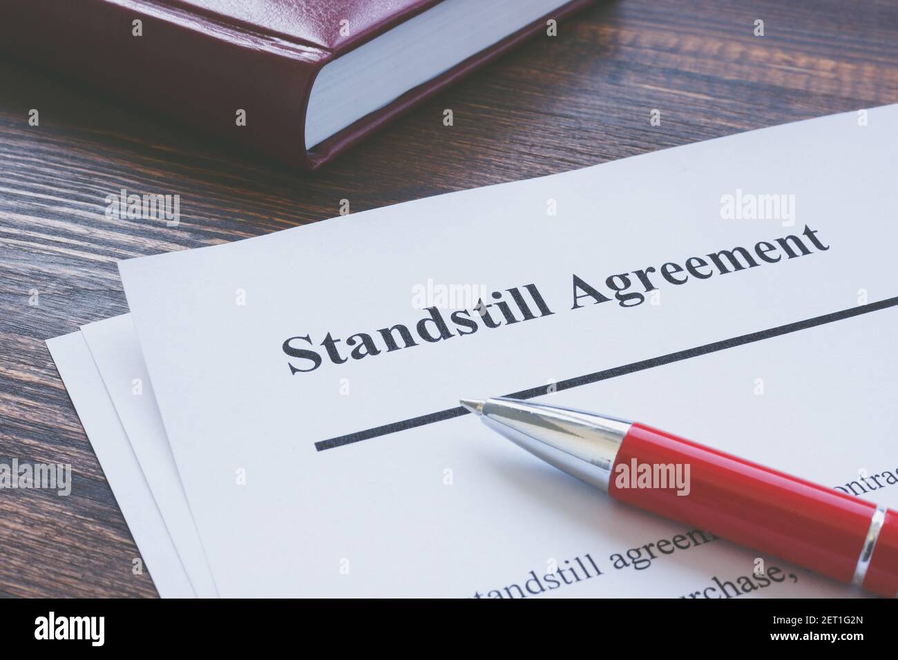 Legal term Standstill Agreement information and red pen. Stock Photo