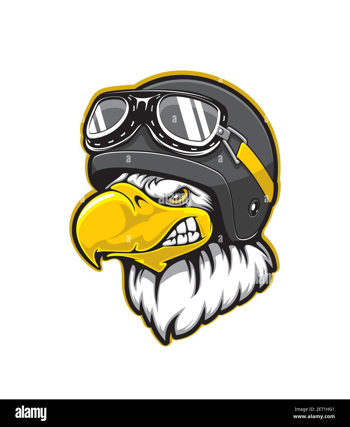 Pilot eagle bird vector mascot with cartoon head of bald eagle, falcon or  hawk wearing aviator helmet and goggles. Sport team or flying club mascot  fo Stock Vector Image & Art -