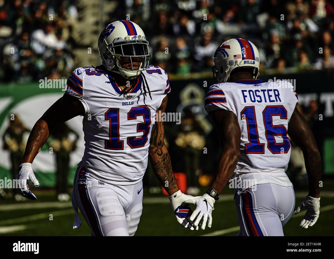 November 11, 2018 - East Rutherford, New Jersey, U.S. - Buffalo Bills wide  receivers Kelvin Benjamin (13) and Robert Foster (16) during a NFL game  between the Buffalo Bills and the New
