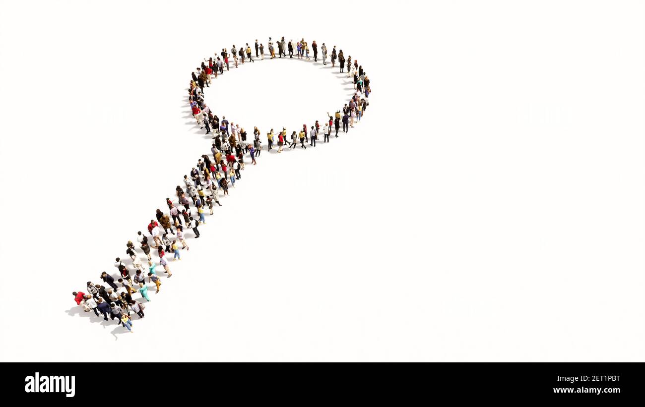 Concept or conceptual gathering of people forming an image of a