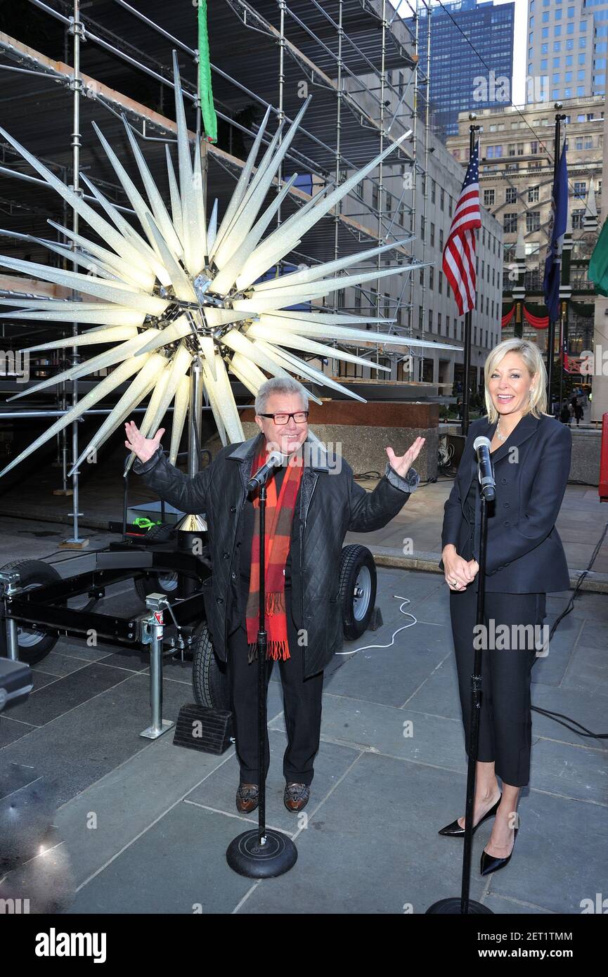 L-R: Architect/designer Daniel Libeskind and designer Nadja Swarovski  present the new Swarovski Star for the Rockefeller Center Christmas Tree  unveiled in Rockefeller Plaza in New York, NY on November 14, 2018. (Photo