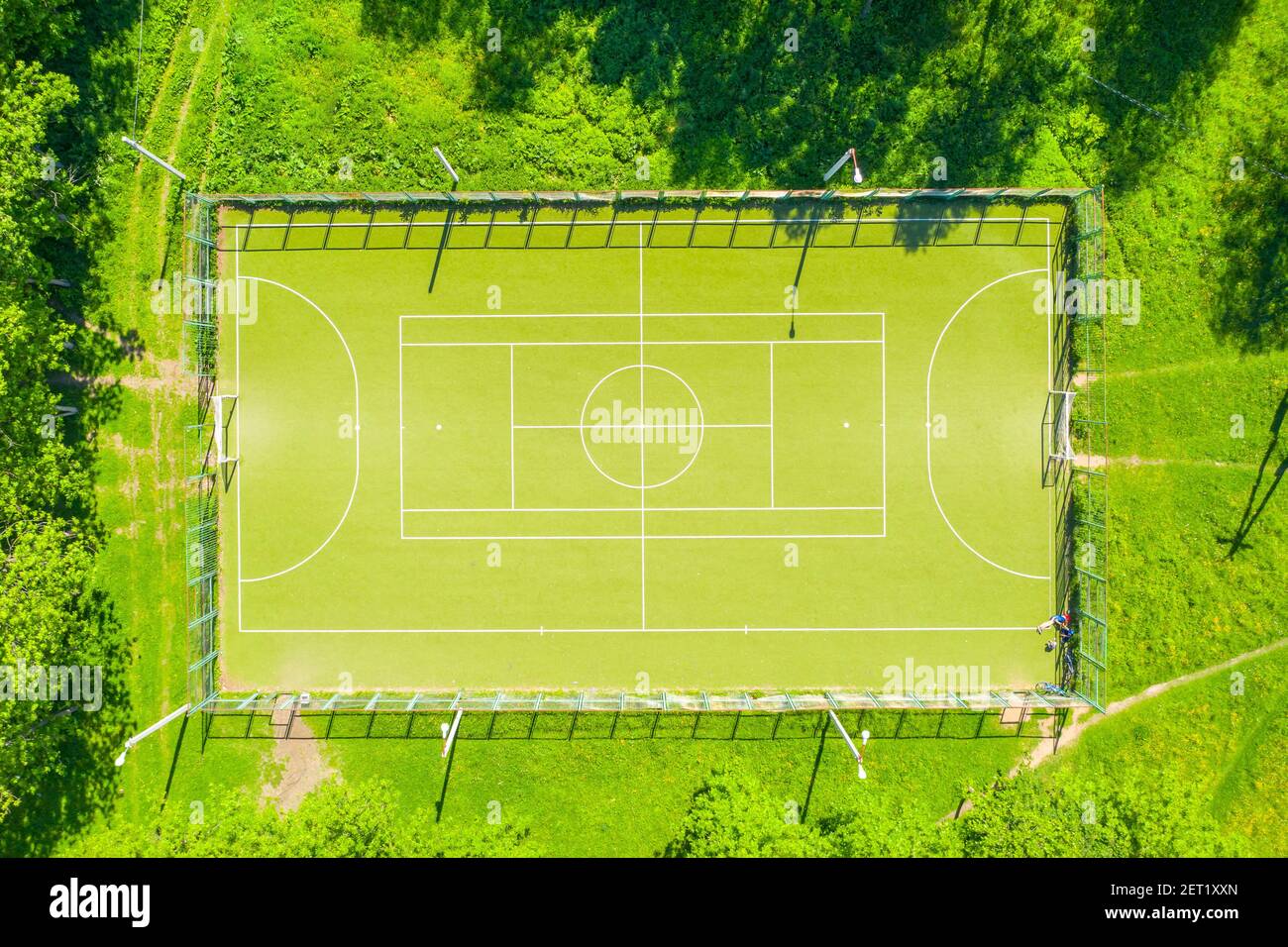 Top view from drone of football field Stock Photo Alamy