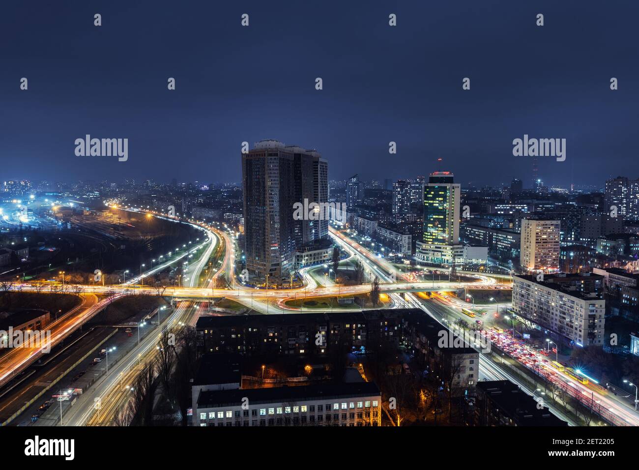 Aerial view traffic light trails hi-res stock photography and images ...