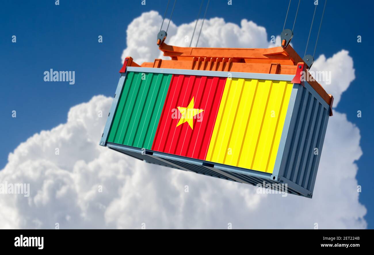 Shipping Container with Cameroon flag 3D Rendering Stock Photo Alamy