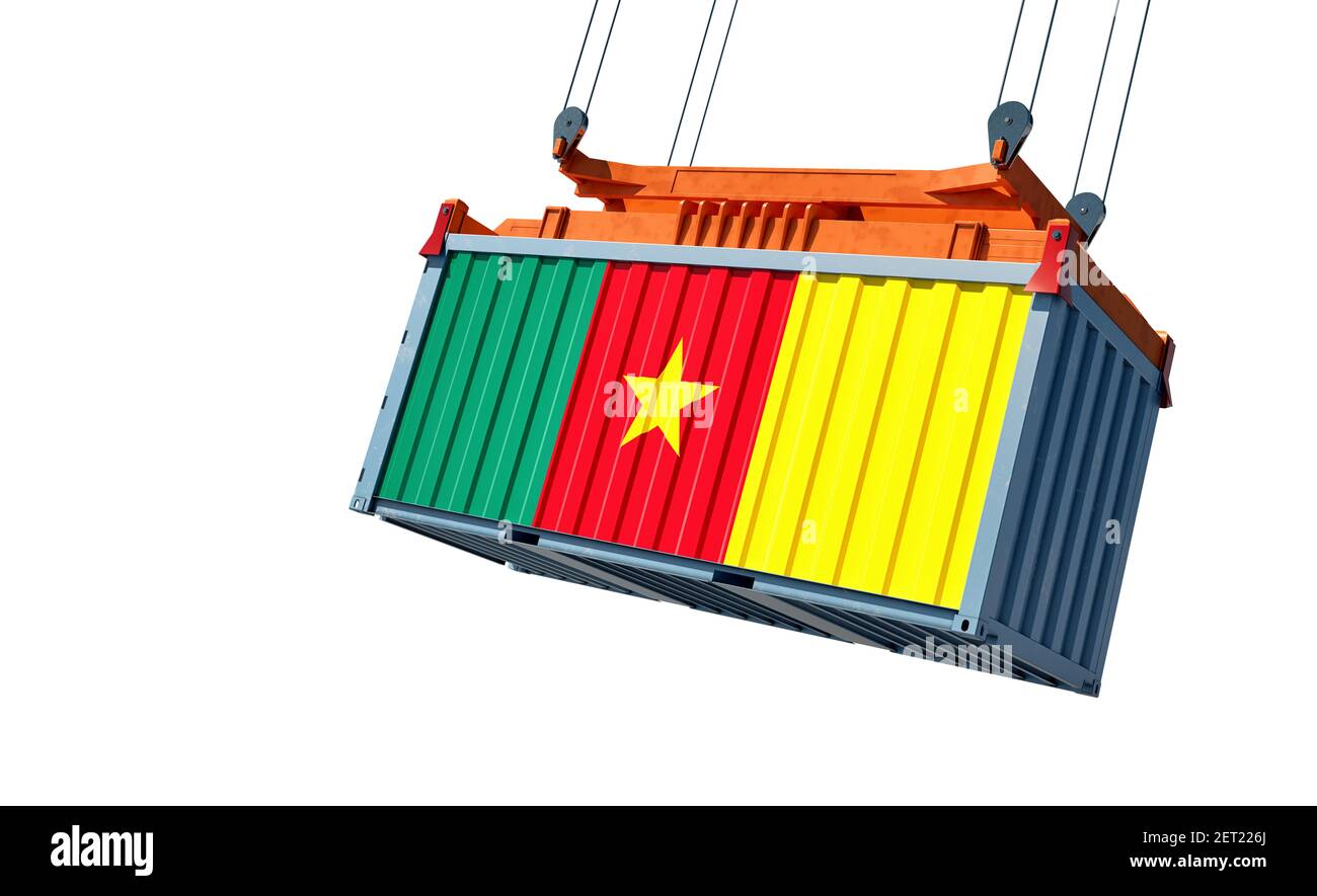 Shipping Container with Cameroon flag 3D Rendering Stock Photo Alamy
