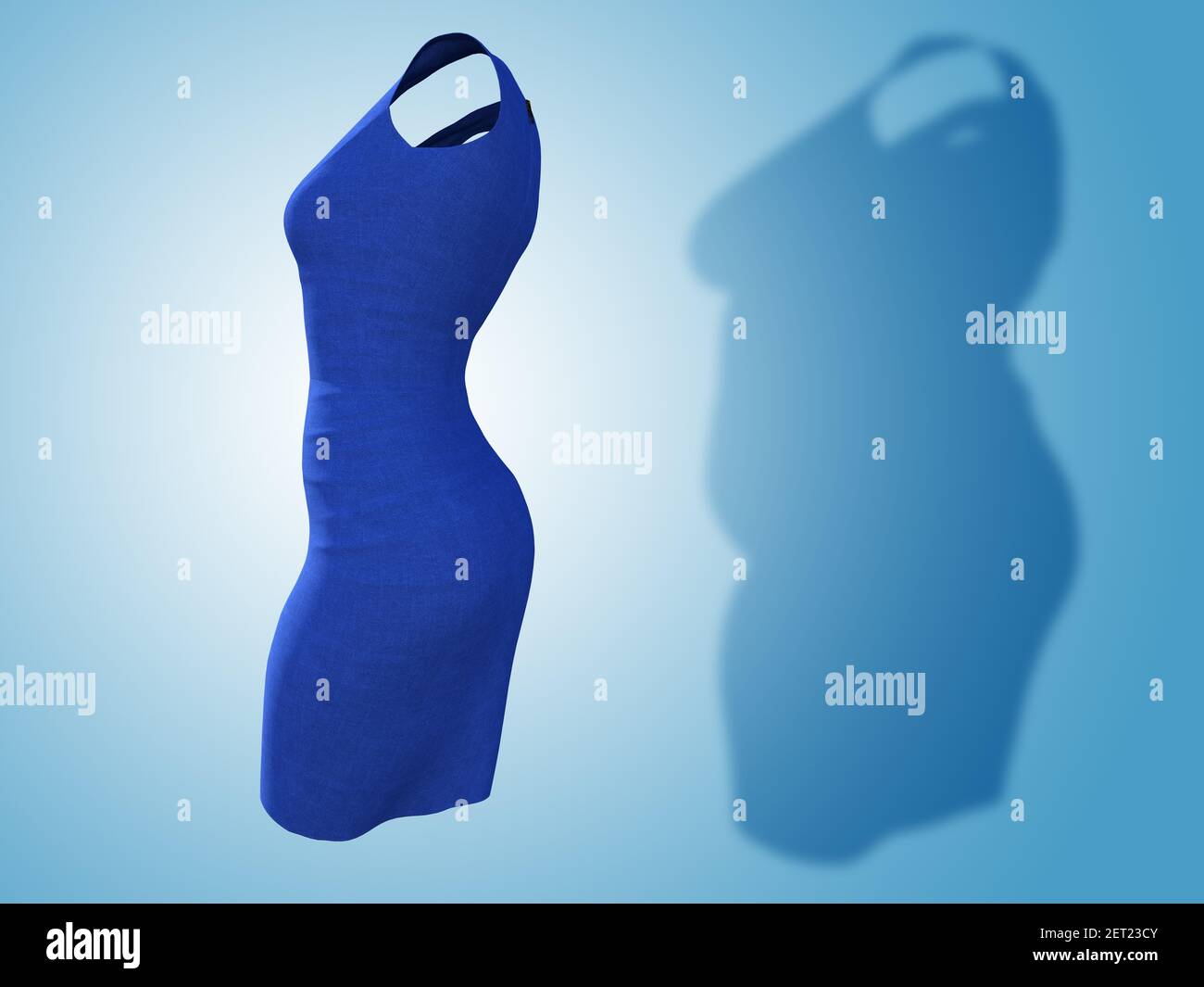 Conceptual fat overweight obese shadow female dress outfit vs slim fit  healthy body after weight loss or diet thin young woman isolated. A  fitness, nu Stock Photo - Alamy