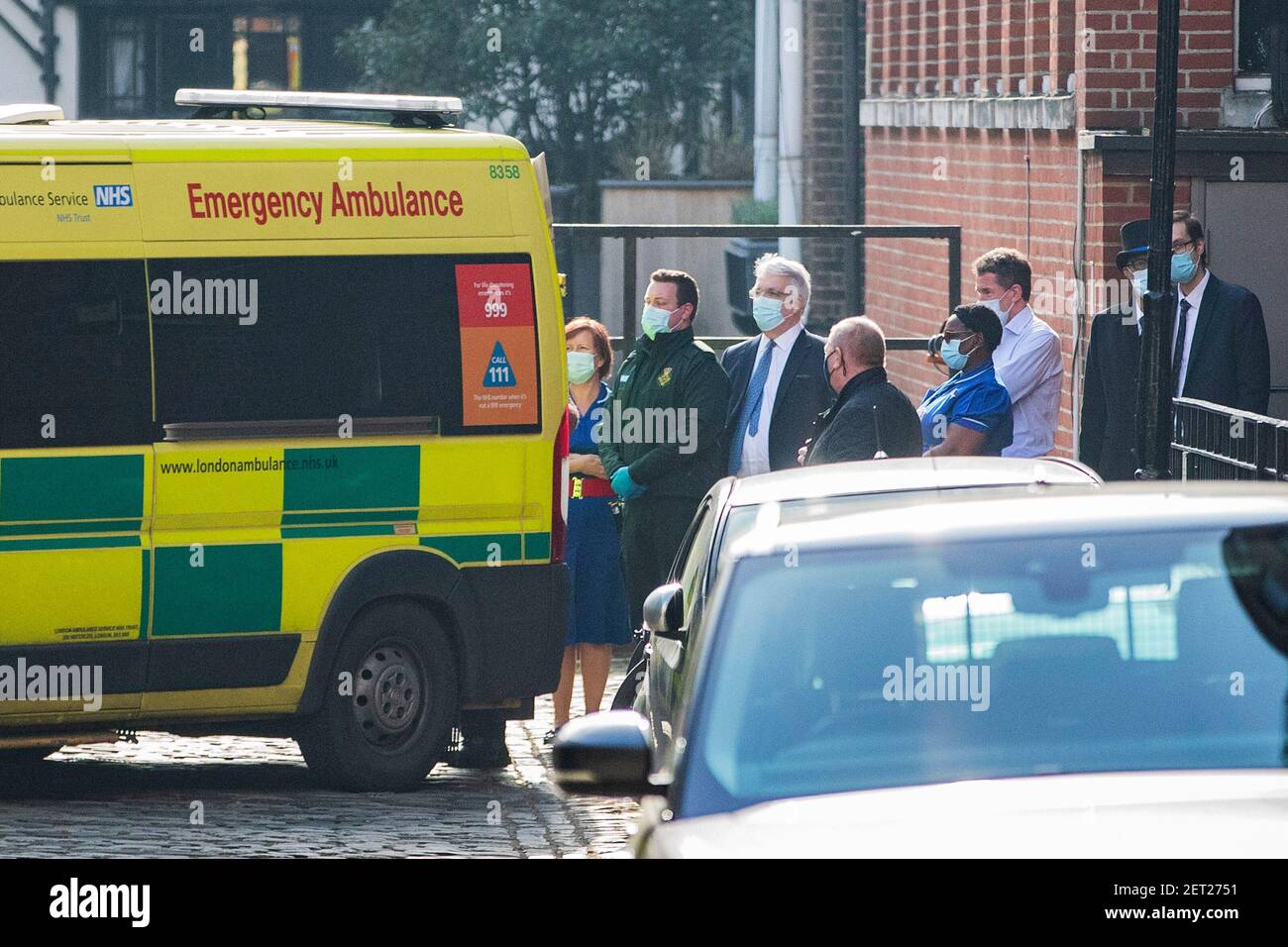 An ambulance believed to be transporting HRH Prince Phillip is seen