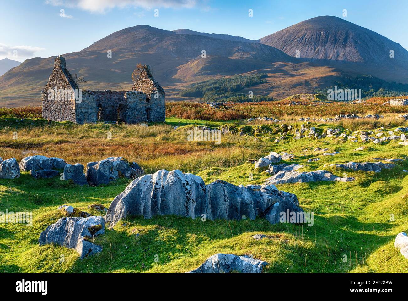 The ruins of the old manse at Kilchrist near Broadford on the Isle of Skye in Scotland Stock Photo