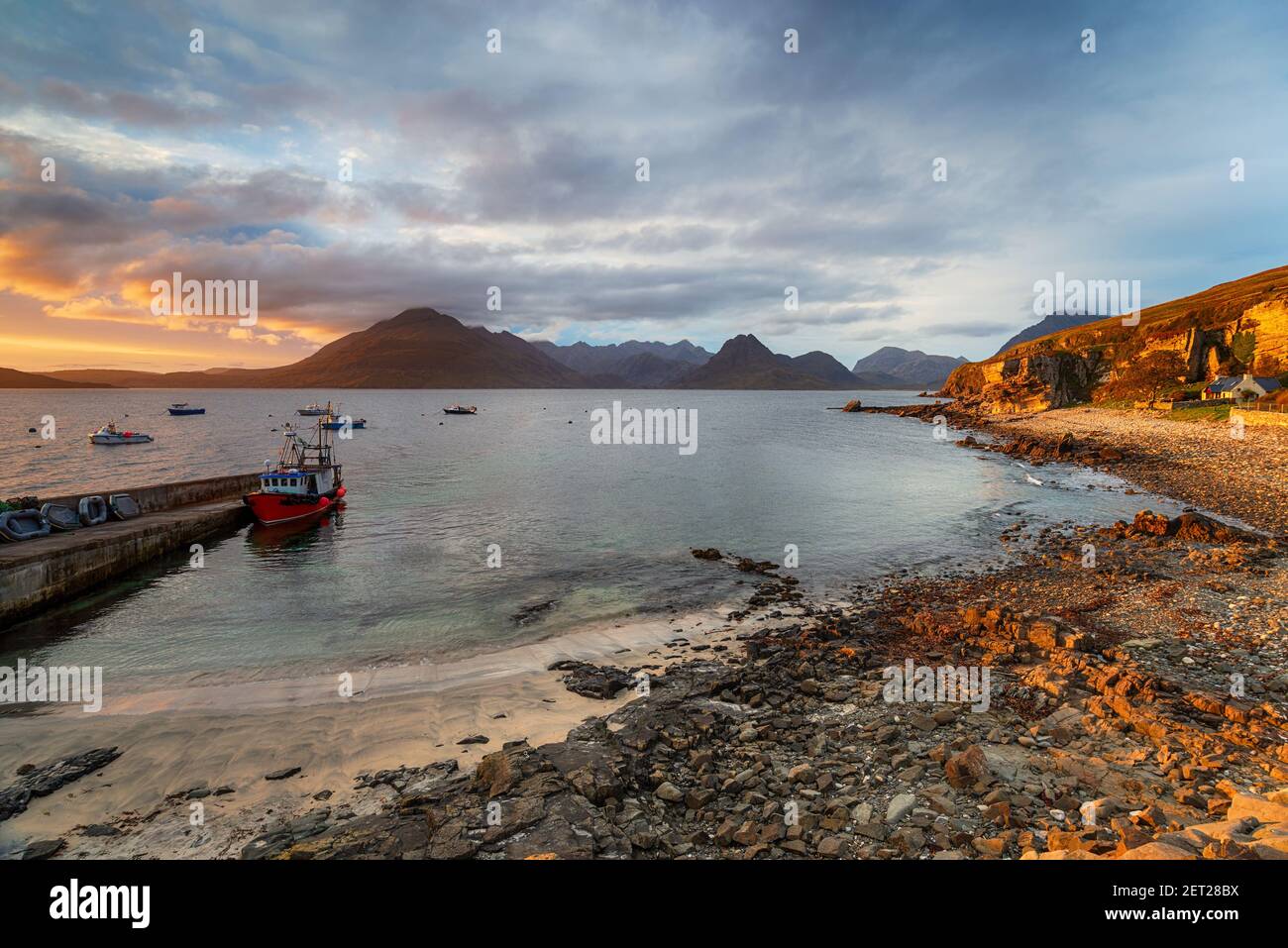 The harbour at Elgol on the Isle of Sky Stock Photo