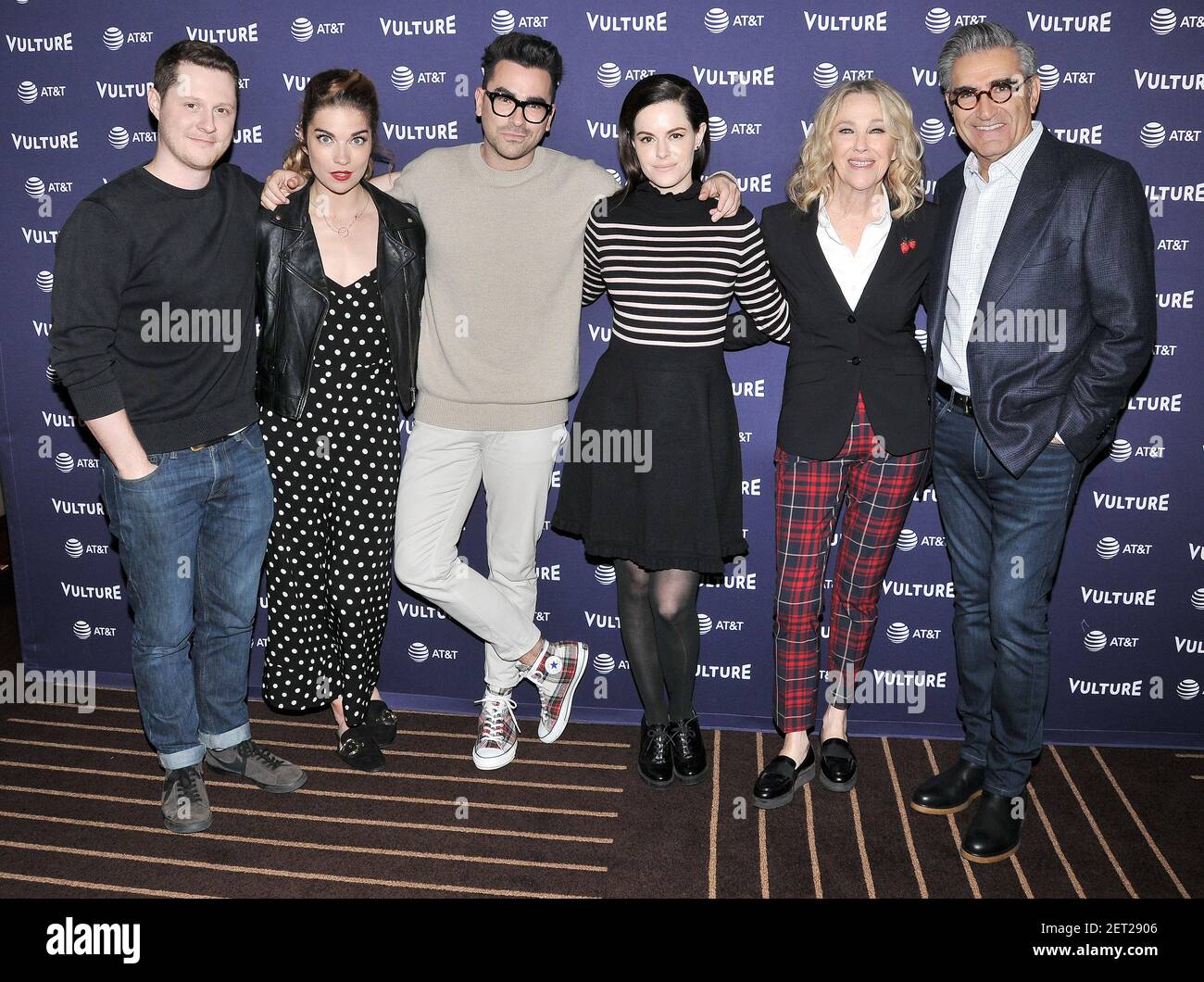 (LR) "Schitt's Creek" Cast Noah Reid, Annie Murphy, Daniel Levy, Emily Hampshire, Catherine O